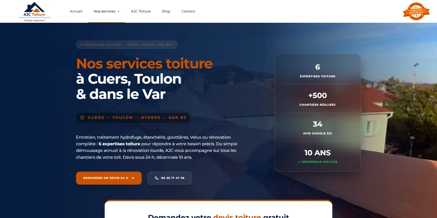 Site AJC Toiture — Cuers
